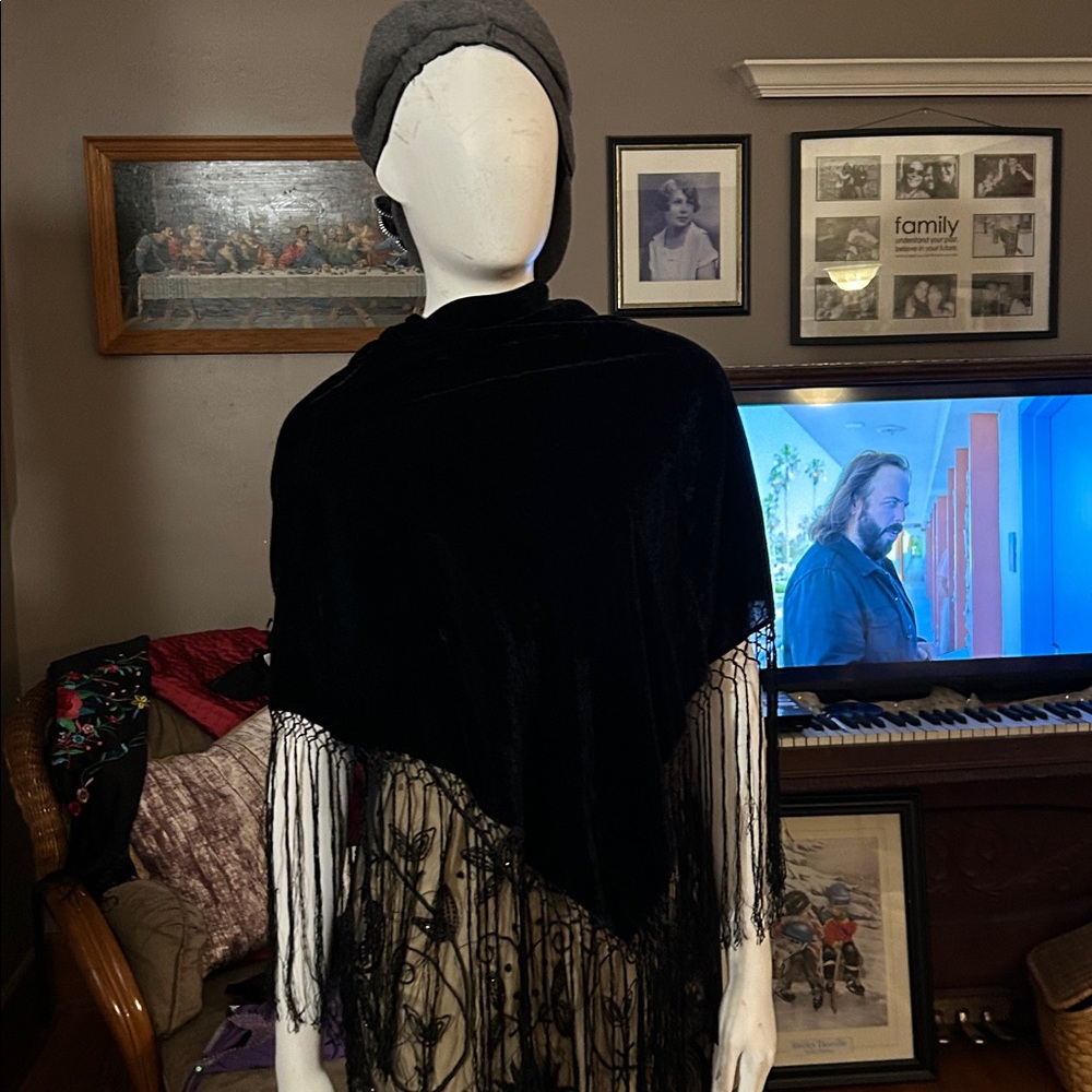 Black Velvet Fringe Shrug